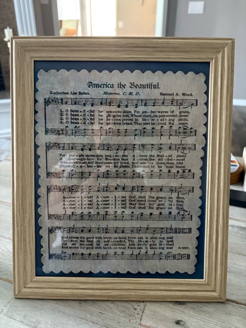 Framed America the Beautiful Sheet Music Art 8x10